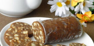 Шоколадная колбаса из печенья